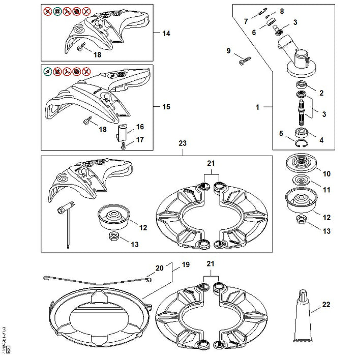 STIHL 4140-007-1046 Umbausatz Metall FS 55 positie 23 technische tekening