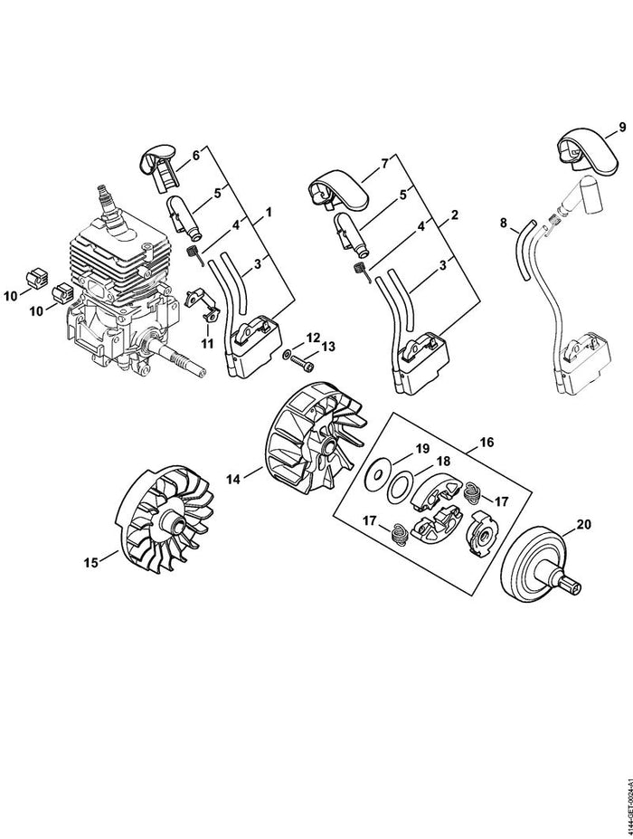 STIHL 4139-400-1302 Zündmodul positie 1 technische tekening