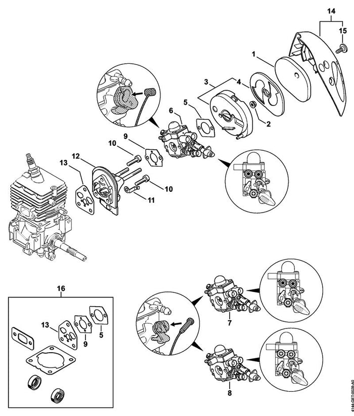 STIHL 4144-140-2800 Filtergehäuse positie 3 technische tekening