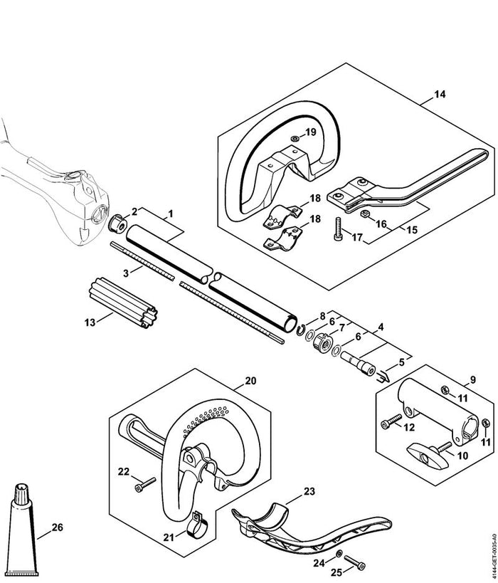 STIHL 4144-790-3402 Rundumgriff positie 20 technische tekening