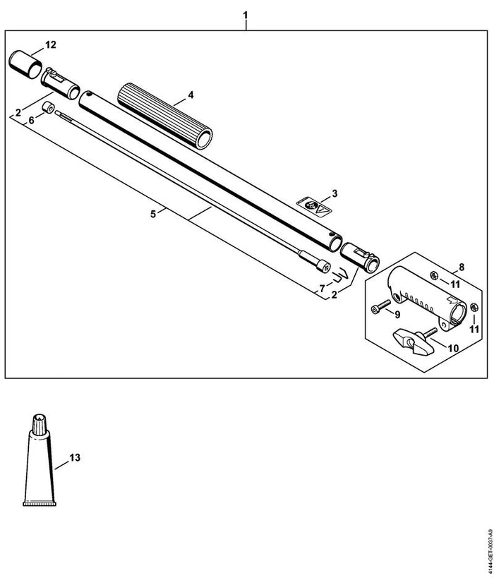 STIHL 0000-967-7327 Warnhinweis Piktogramm positie 3 technische tekening