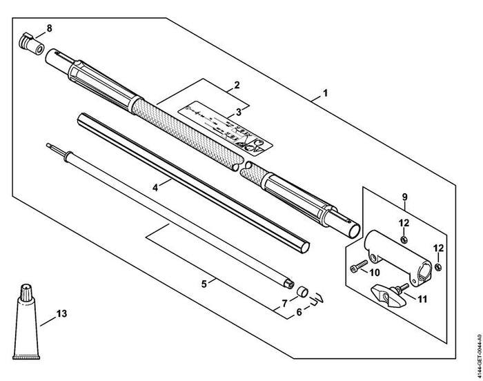 STIHL 4180-710-3200 Antriebswelle positie 5 technische tekening