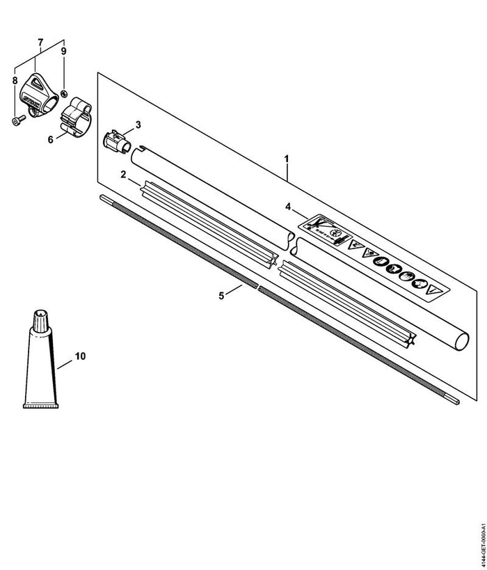 STIHL 4144-710-7109 Schaft Ø 25,4 mm positie 1 technische tekening