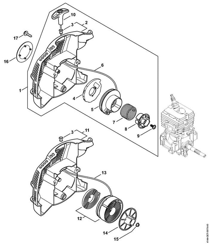 STIHL 4144-967-1508 Typenschild FS 50 C positie 16 technische tekening