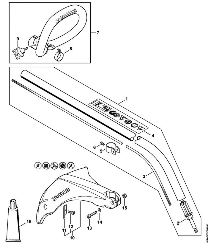 STIHL 0000-967-7275 Warnhinweis Piktogramm FS positie 4 technische tekening