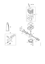 STIHL 4144-020-1200 Zylinder mit Kolben Ø 34 mm positie 7 technische tekening