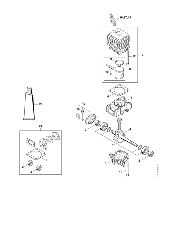 STIHL 4144-020-1200 Zylinder mit Kolben Ø 34 mm positie 7 technische tekening