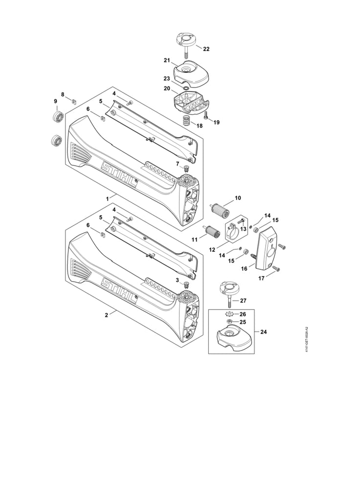 STIHL 4147-790-0903 AV-Gehäuse positie 2 technische tekening