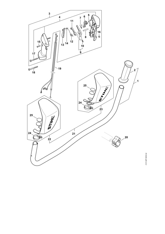 STIHL 4147-180-1119 Gaszug positie 19 technische tekening