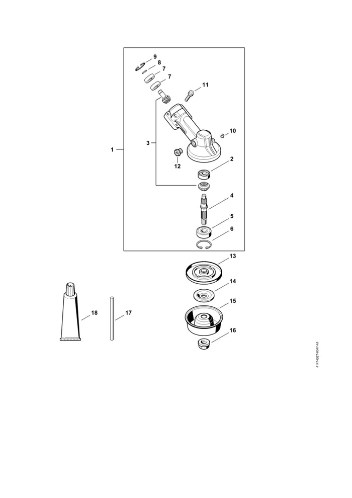 STIHL 4180-640-0114 Getriebe positie 1 technische tekening