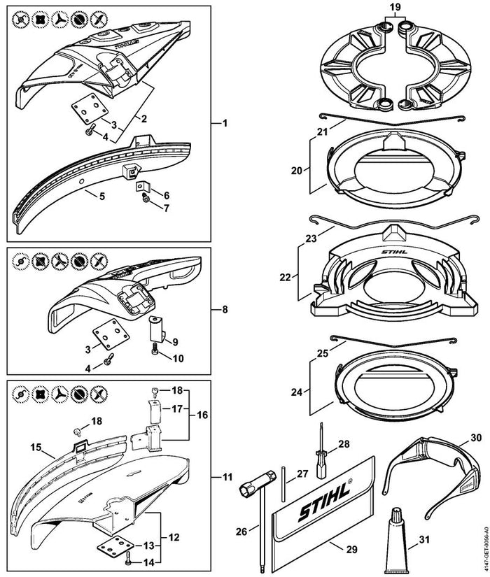STIHL 4180-710-8106 Schutz positie 2 technische tekening