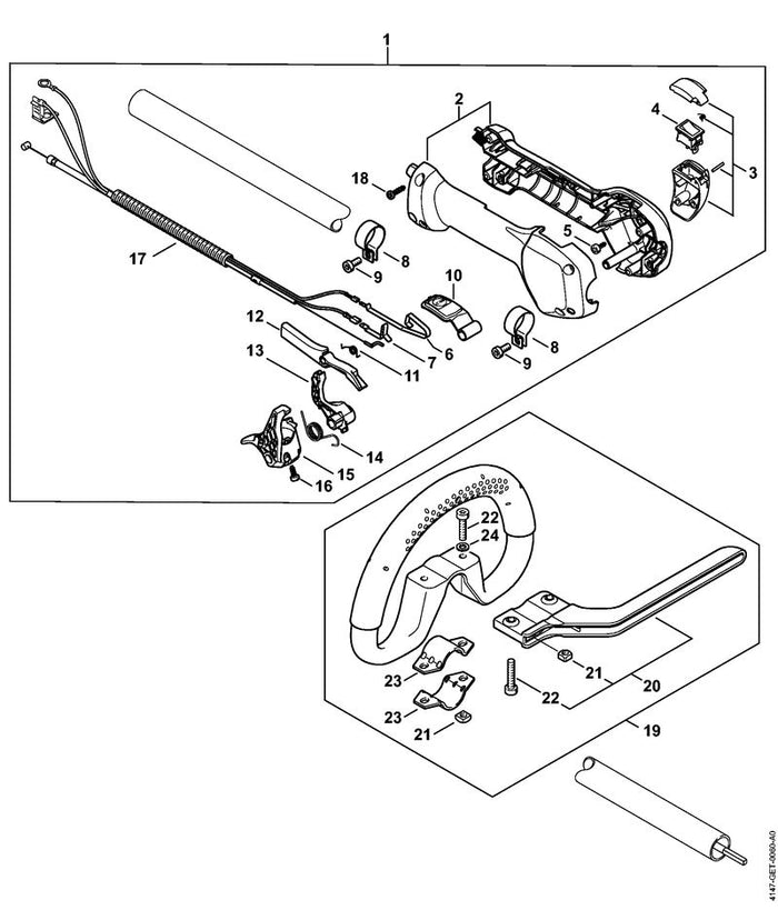 STIHL 4128-430-3500 Gehäuse positie 3 technische tekening