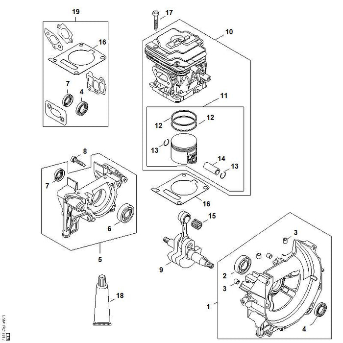 STIHL 4147-034-3004 Verdichtungsring Ø 42x1,2 mm positie 12 technische tekening