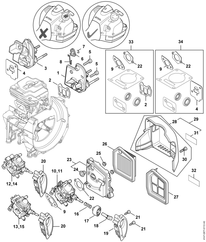 STIHL 4147-120-0622 Vergaser 4147/22 positie 11 technische tekening