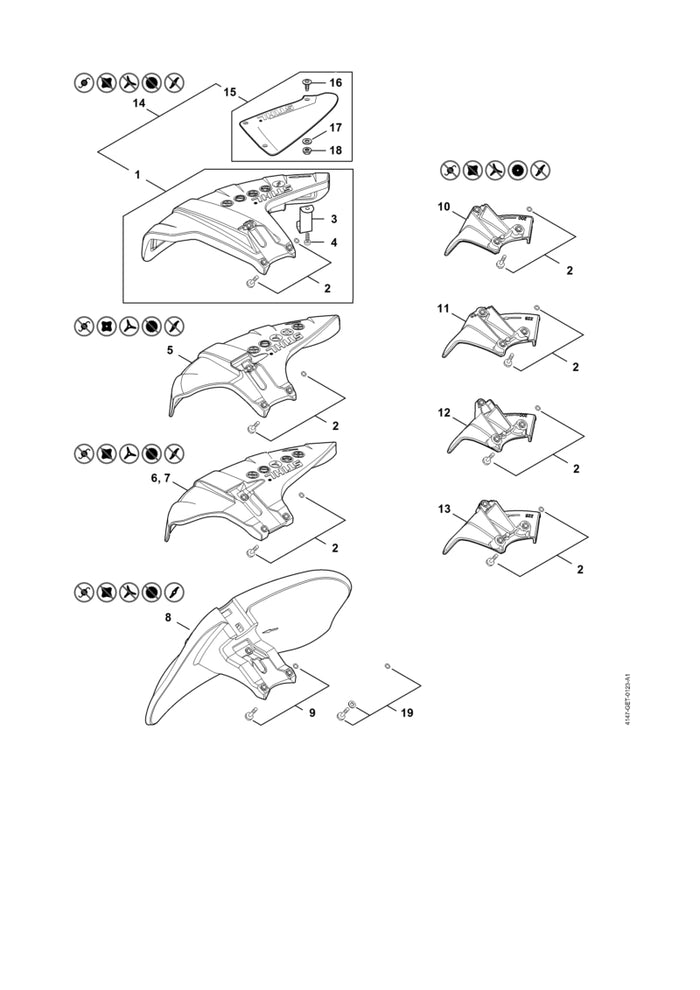 STIHL 4147-710-8107 Schutz positie 15 technische tekening