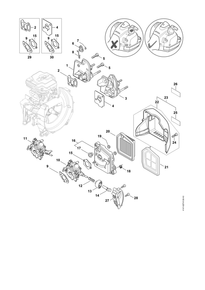 STIHL 4147-120-0603 Vergaser WTF-7E positie 11 technische tekening