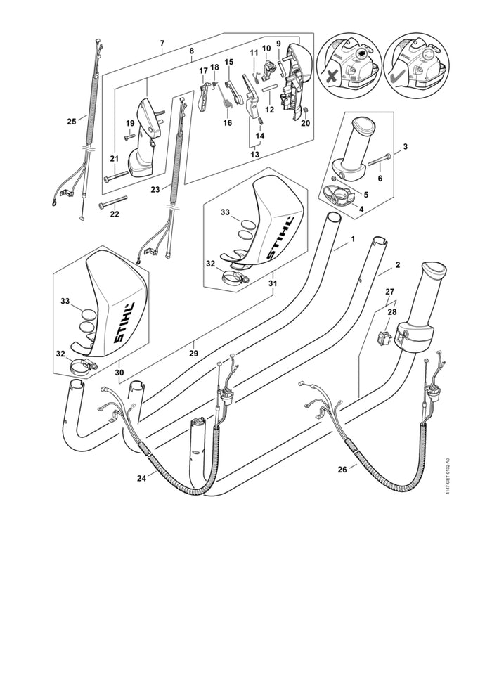STIHL 4147-791-1703 Griffrohr positie 1 technische tekening
