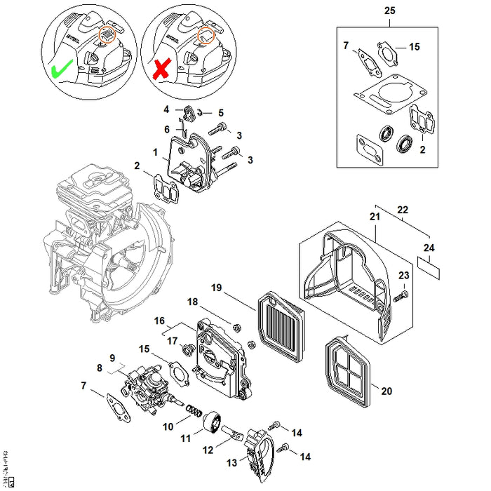 STIHL 4147-120-0625 Vergaser 4147/25 positie 8 technische tekening