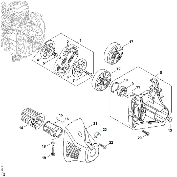 STIHL 4147-160-2903 Kupplungstrommel positie 12 technische tekening