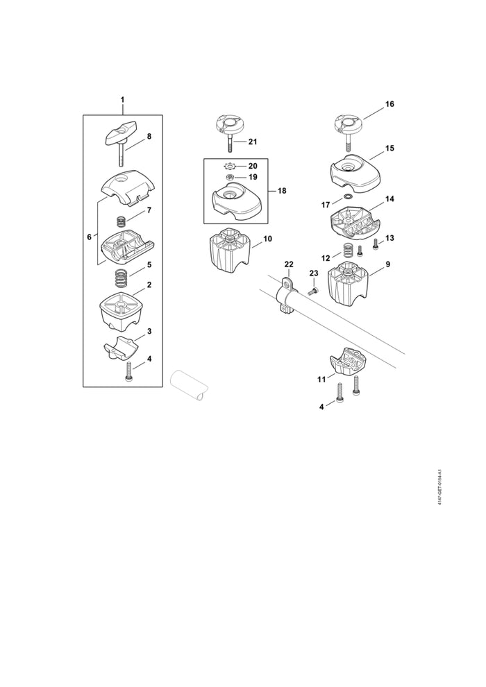 STIHL 4147-790-7601 Stütze positie 10 technische tekening