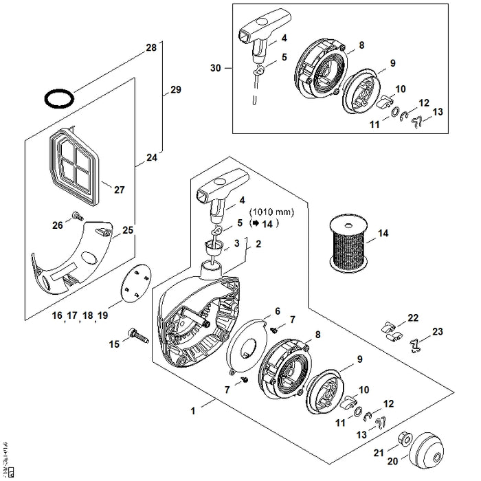 STIHL 4147-007-1001 Satz Abdeckplatte positie 29 technische tekening