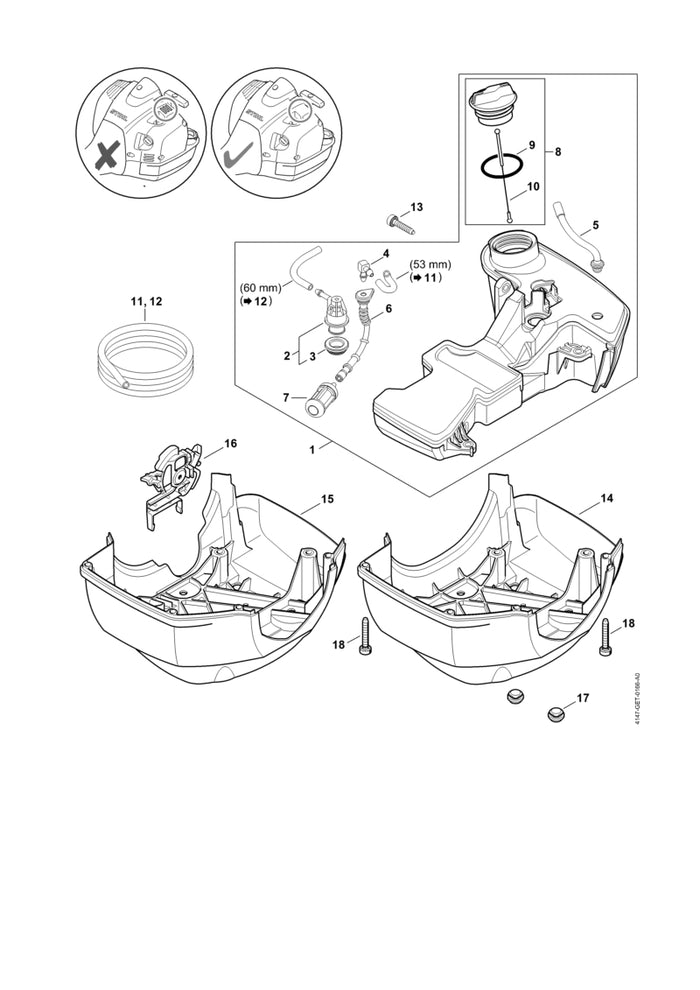STIHL 4147-350-5802 Tanklüftung positie 2 technische tekening