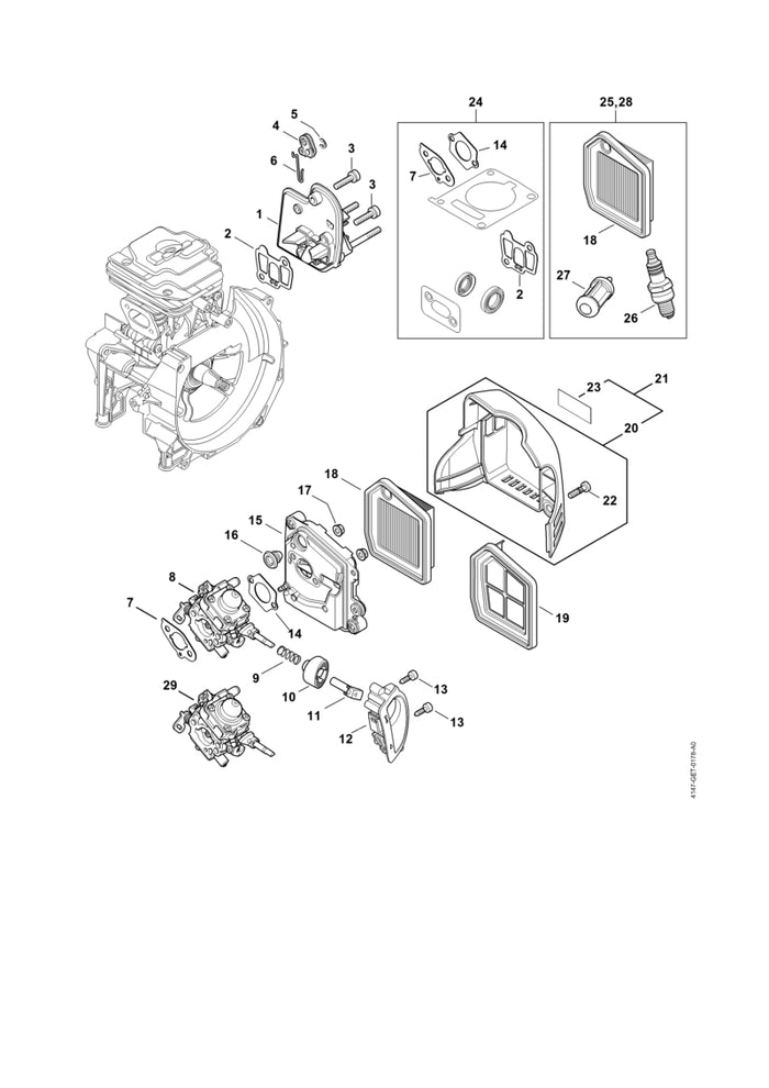 STIHL 4147-120-0608 Vergaser WTF-12A positie 29 technische tekening