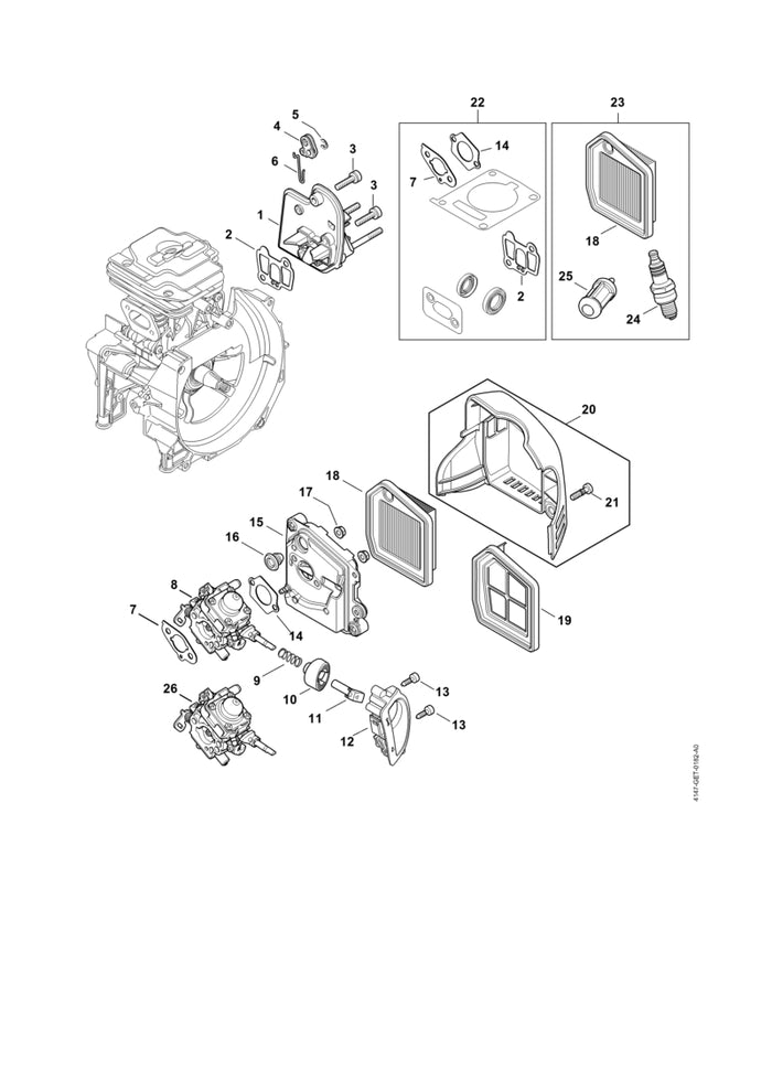 STIHL 4147-120-0628 Vergaser 4147/28 positie 26 technische tekening