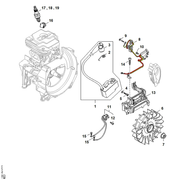 STIHL 9076-478-0210 Schraube IS-A2,5x16 positie 9 technische tekening