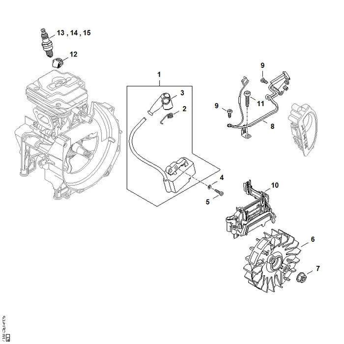 STIHL 4147-440-3006 Kabelbaum positie 8 technische tekening