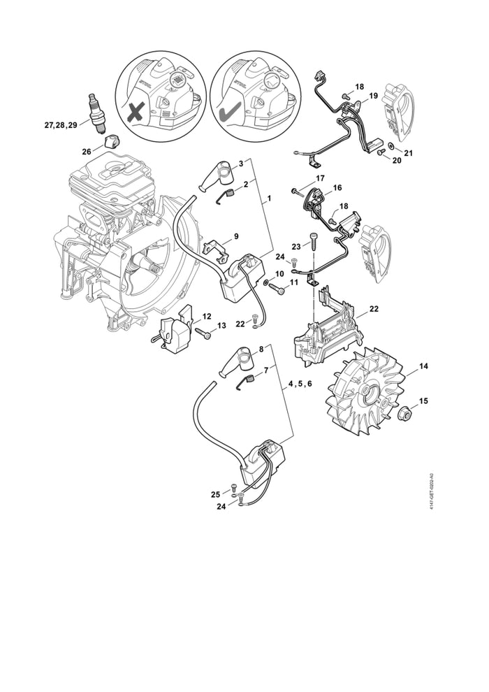 STIHL 4147-400-1200 Schwungrad positie 14 technische tekening