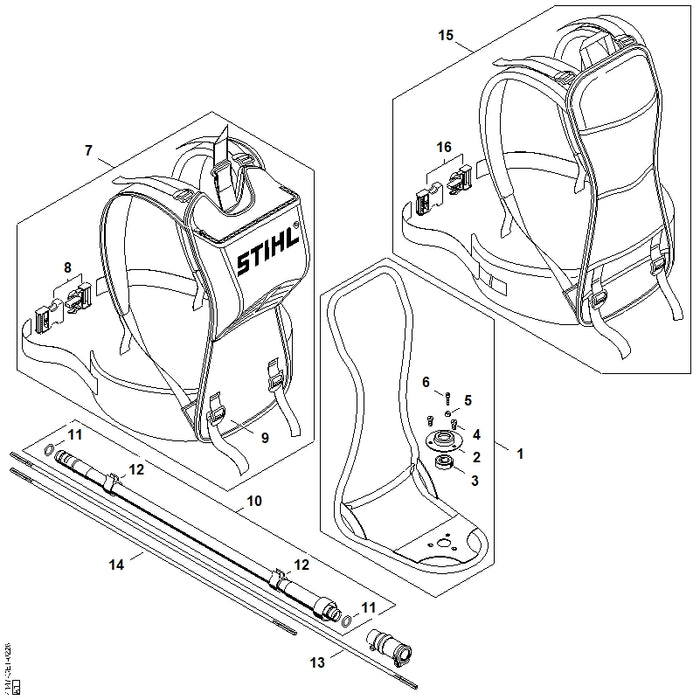 STIHL 4147-710-9010 Traggurt positie 7 technische tekening