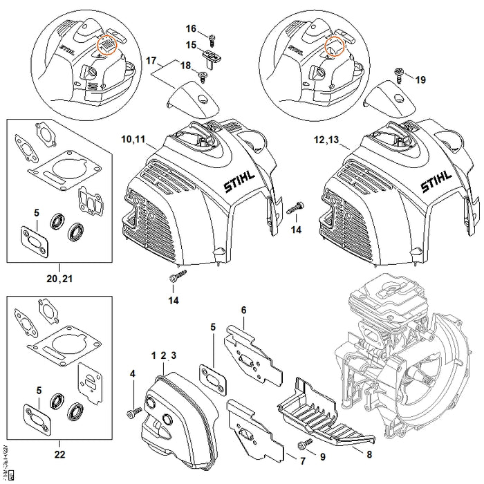 STIHL 4147-080-1600 Haube positie 12 technische tekening