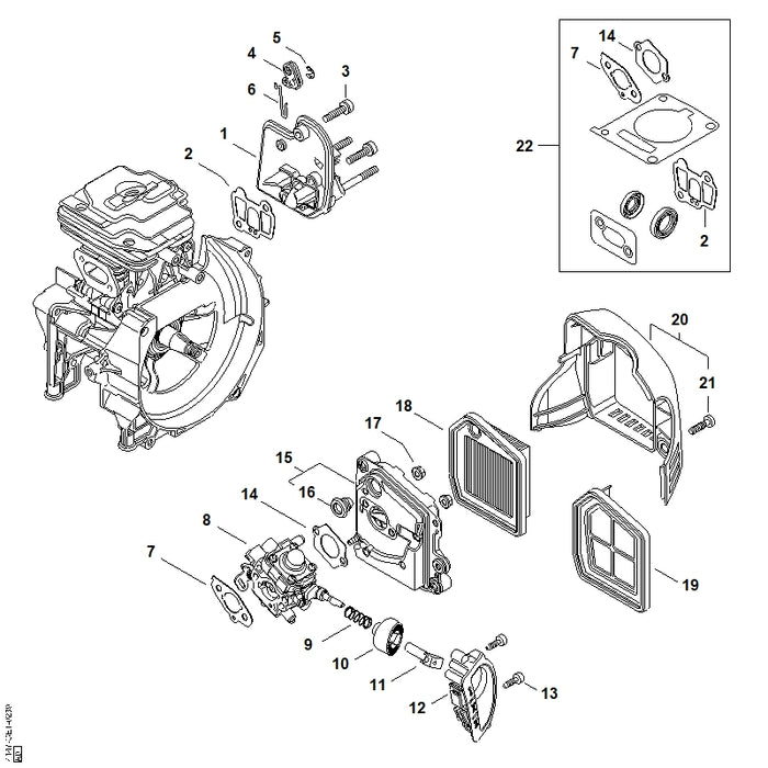 STIHL 4147-120-0624 Vergaser 4147/24 positie 8 technische tekening