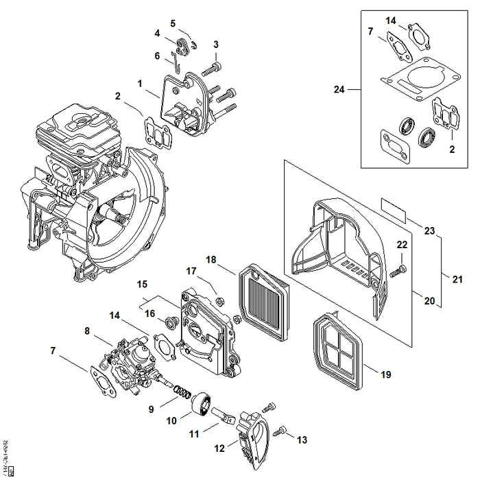 STIHL 0000-997-0842 Druckfeder positie 9 technische tekening