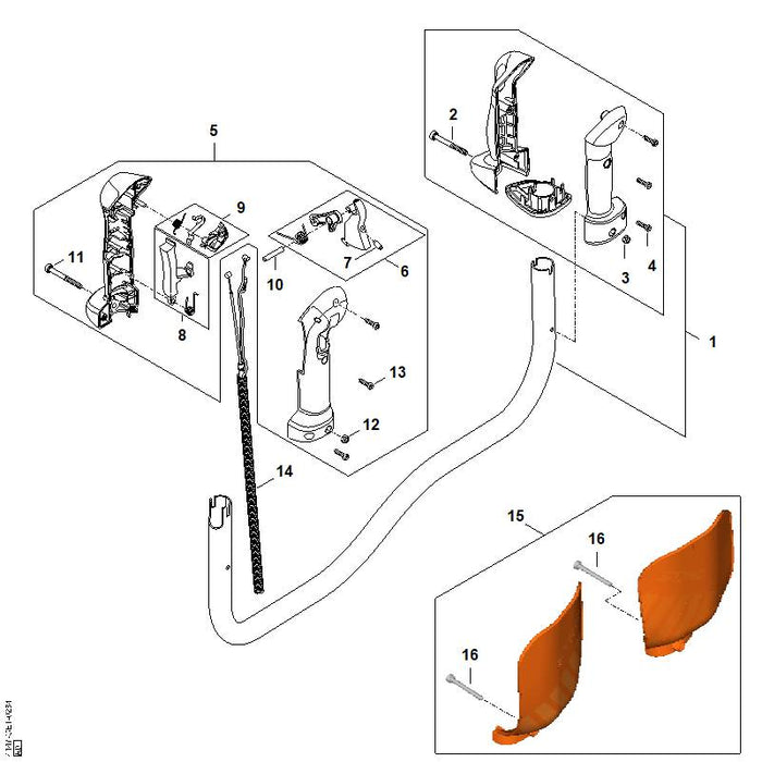 STIHL 4147-180-1504 Gashebel positie 6 technische tekening