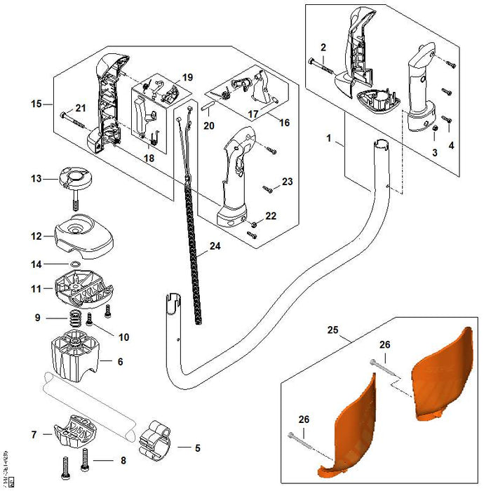 STIHL 4147-180-1124 Gaszug positie 24 technische tekening
