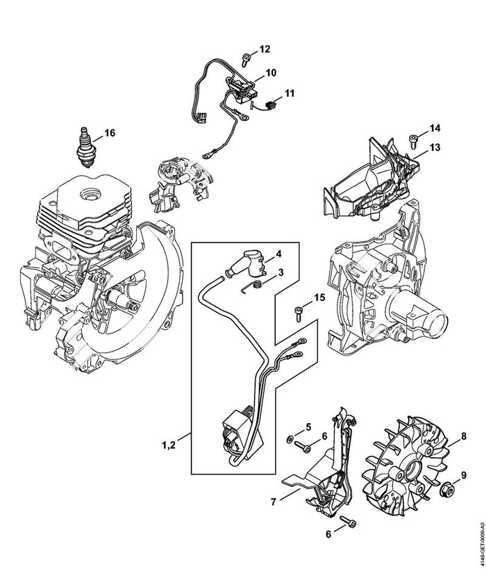 STIHL 4148-400-4712 Steuergerät positie 1 technische tekening