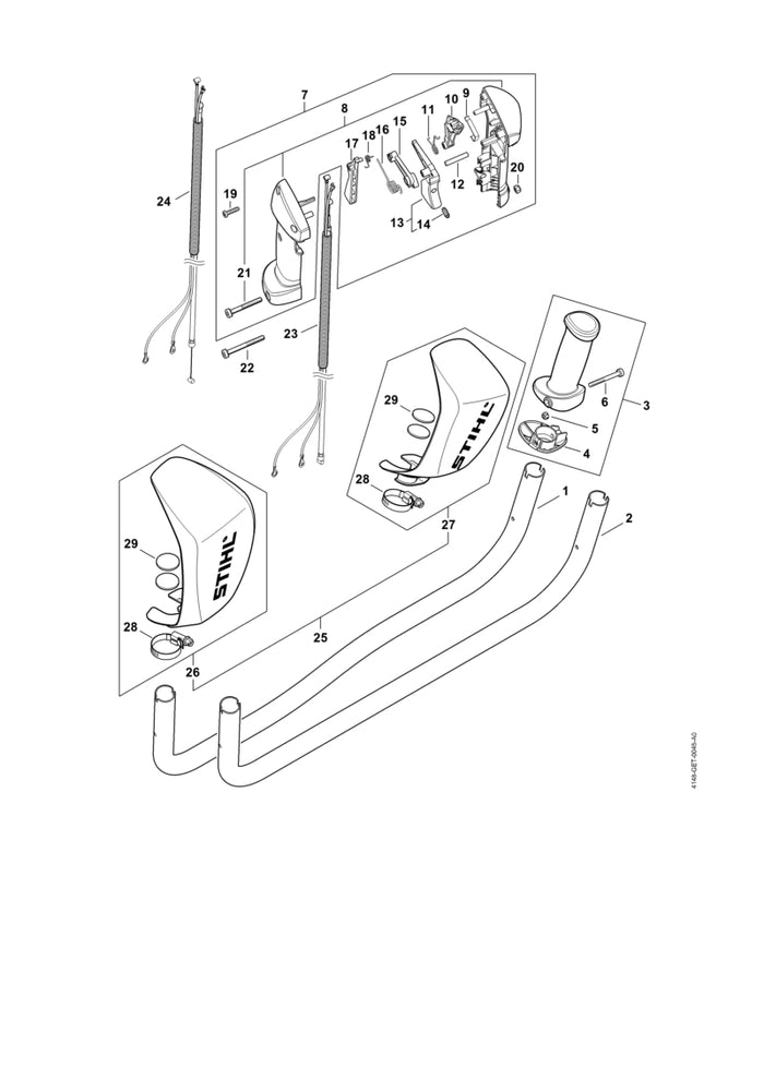 STIHL 4147-791-1701 Griffrohr positie 1 technische tekening
