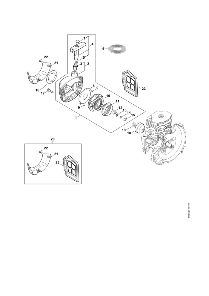 STIHL 4147-195-8200 Anwerfseil Ø 3x1010 mm positie 5 technische tekening