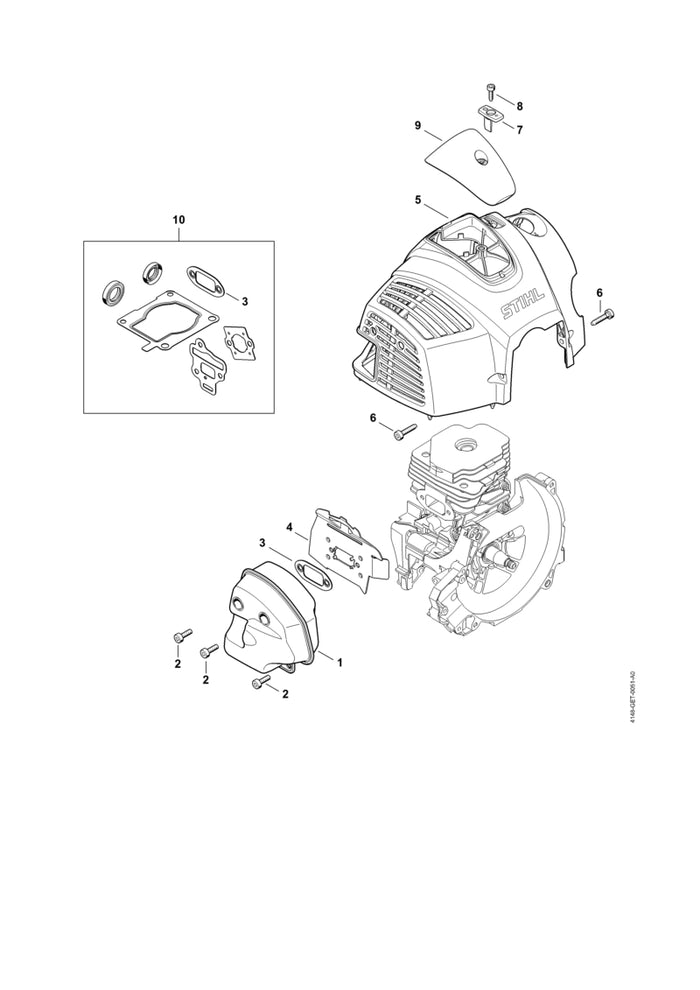 STIHL 4148-141-3201 Kühlblech positie 4 technische tekening