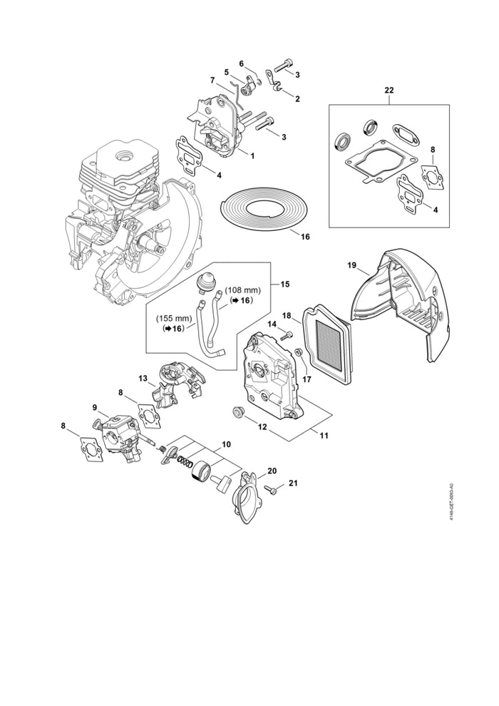STIHL 9022-341-1045 Schraube IS-M5x24-10.9 positie 3 technische tekening