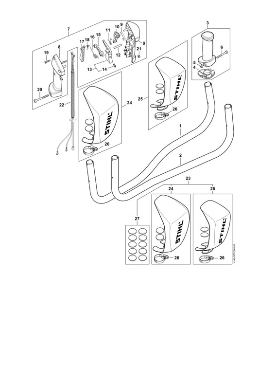 STIHL 4147-791-7500 Abdeckung positie 4 technische tekening