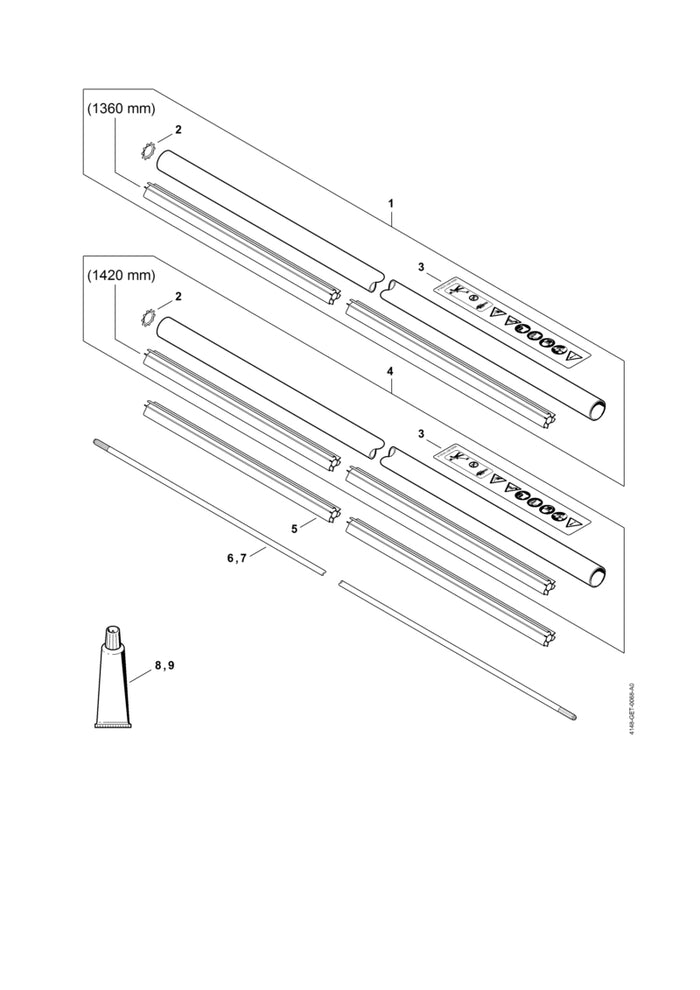 STIHL 4147-711-3206 Antriebswelle 1,583 m positie 7 technische tekening