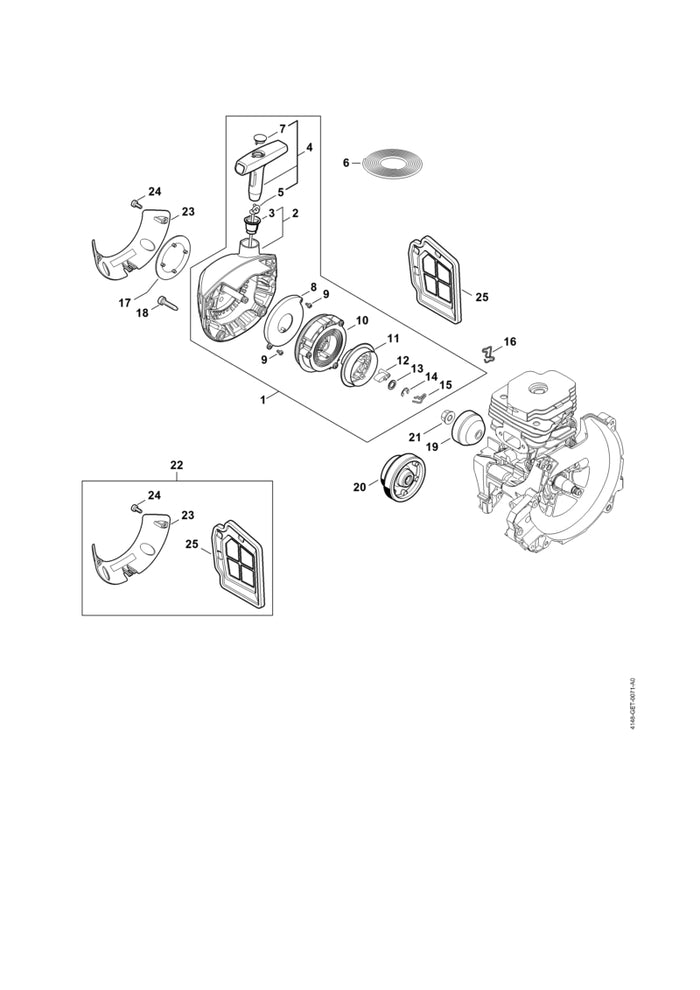 STIHL 4148-190-0500 Starterrad positie 20 technische tekening