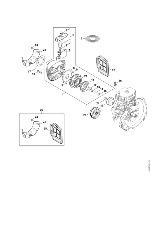 STIHL 4148-967-1506 Typenschild FS 490 C positie 17 technische tekening