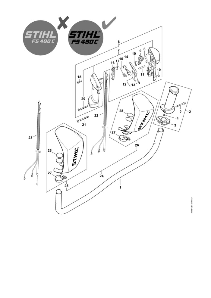 STIHL 4148-180-1101 Gaszug positie 23 technische tekening