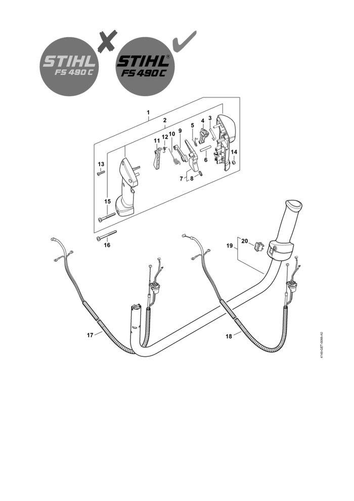 STIHL 4148-180-1102 Gaszug positie 18 technische tekening