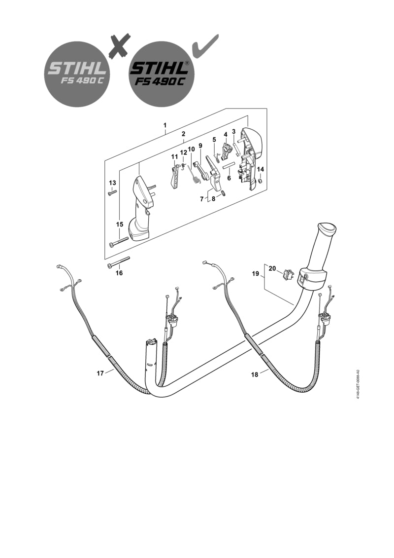 STIHL 4148-790-1703 Griffrohr mit Heizung positie 19 technische tekening
