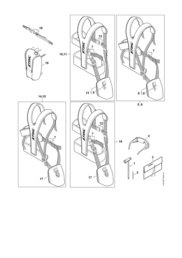STIHL 4147-740-2501 Anlagepolster Forst positie 13 technische tekening